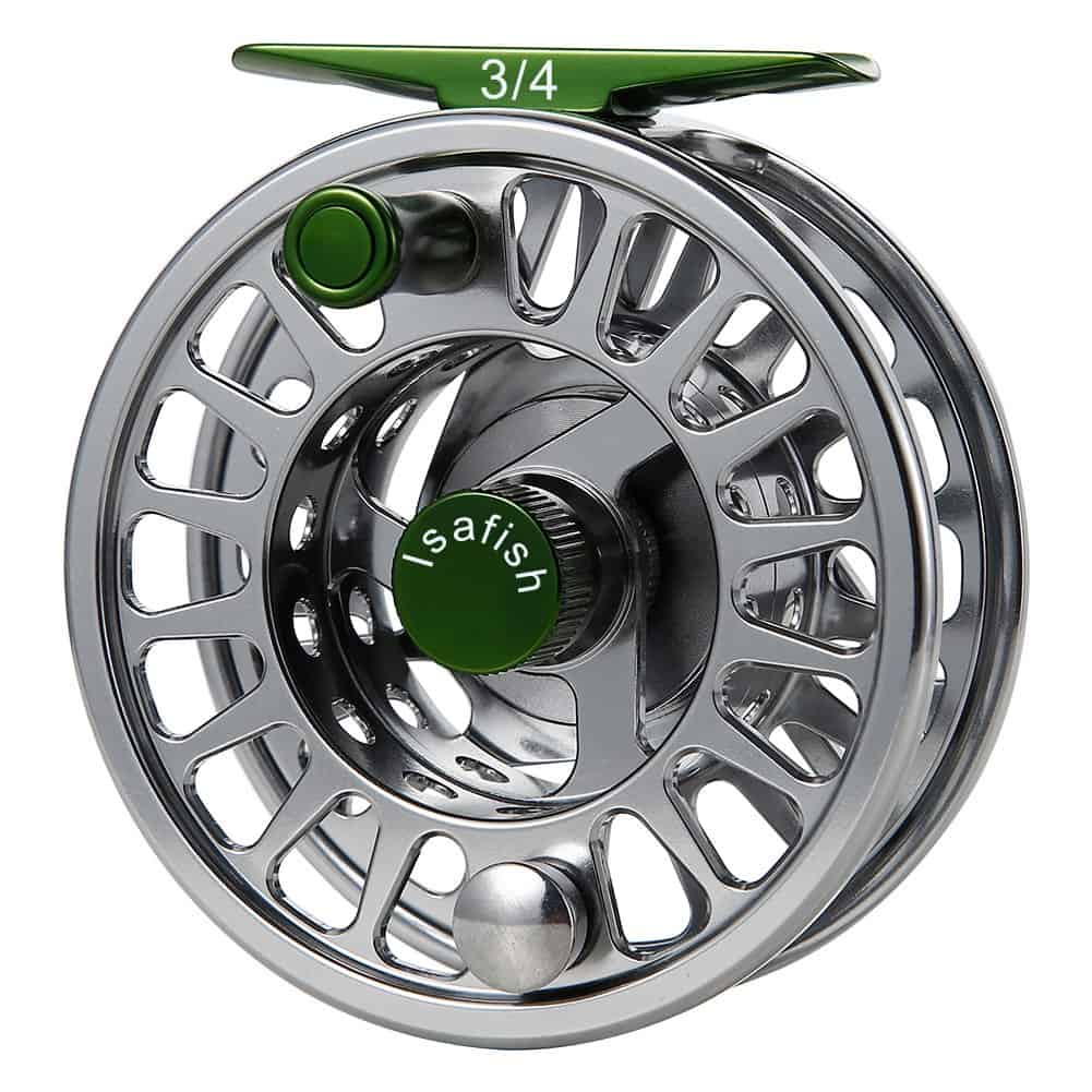 Isafish Fly Reel Large Arbor CNC Aluminum Alloy Body with Stainless Steel Ball Bearings Fishing Reels